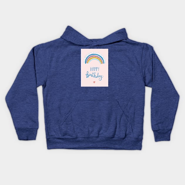 Birthday congratulations with lettering and rainbow Kids Hoodie by DanielK